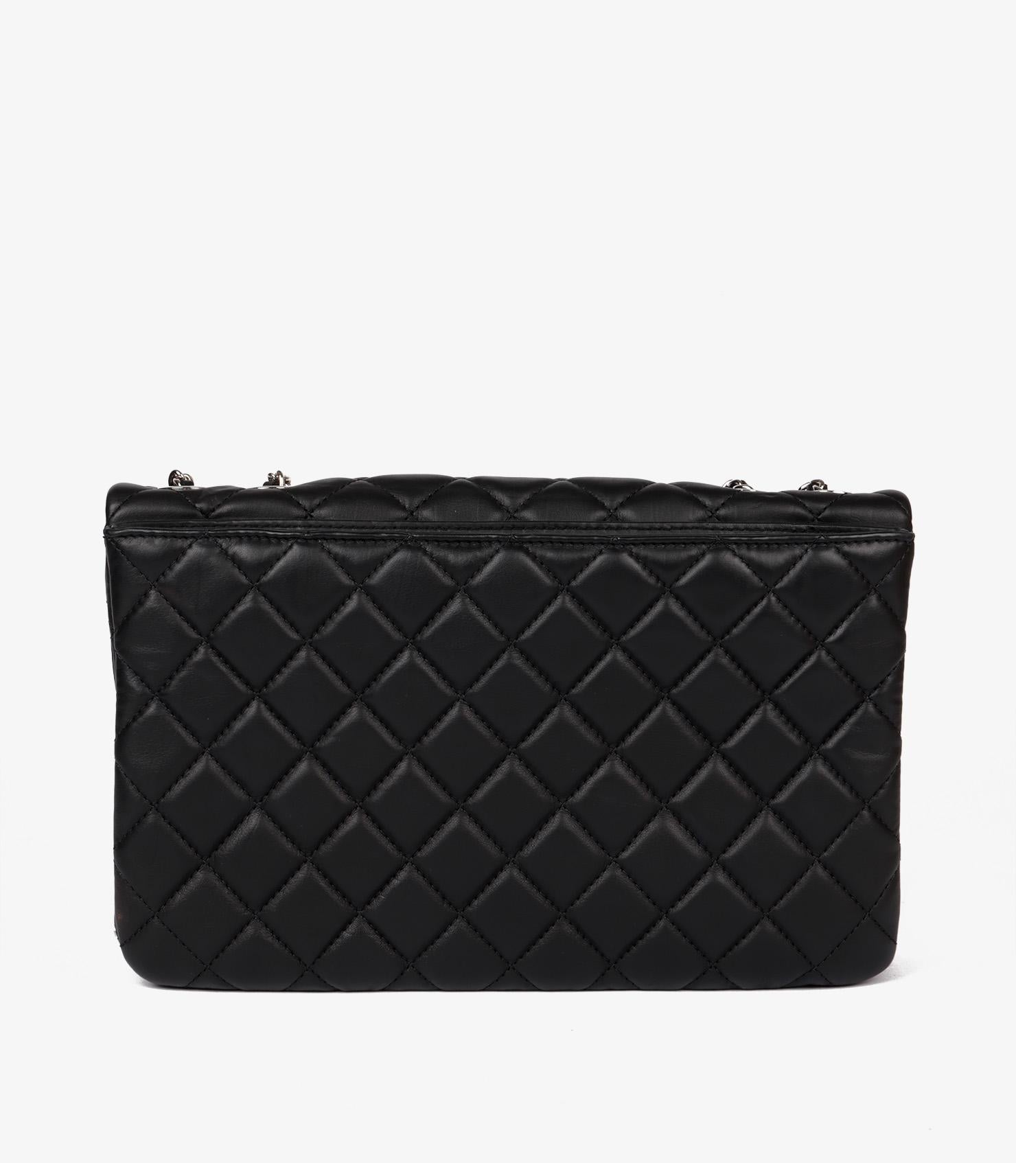 Chanel Black Quilted Lambskin Large Classic Single Flap Bag With Zip Pocket 1