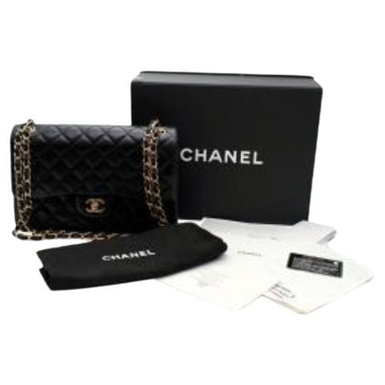 Chanel Black Quilted Lambskin Large Double Flap GHW For Sale at