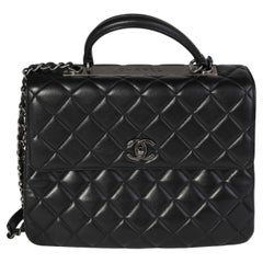 Chanel Black Quilted Lambskin Large Trendy Top Handle Bag