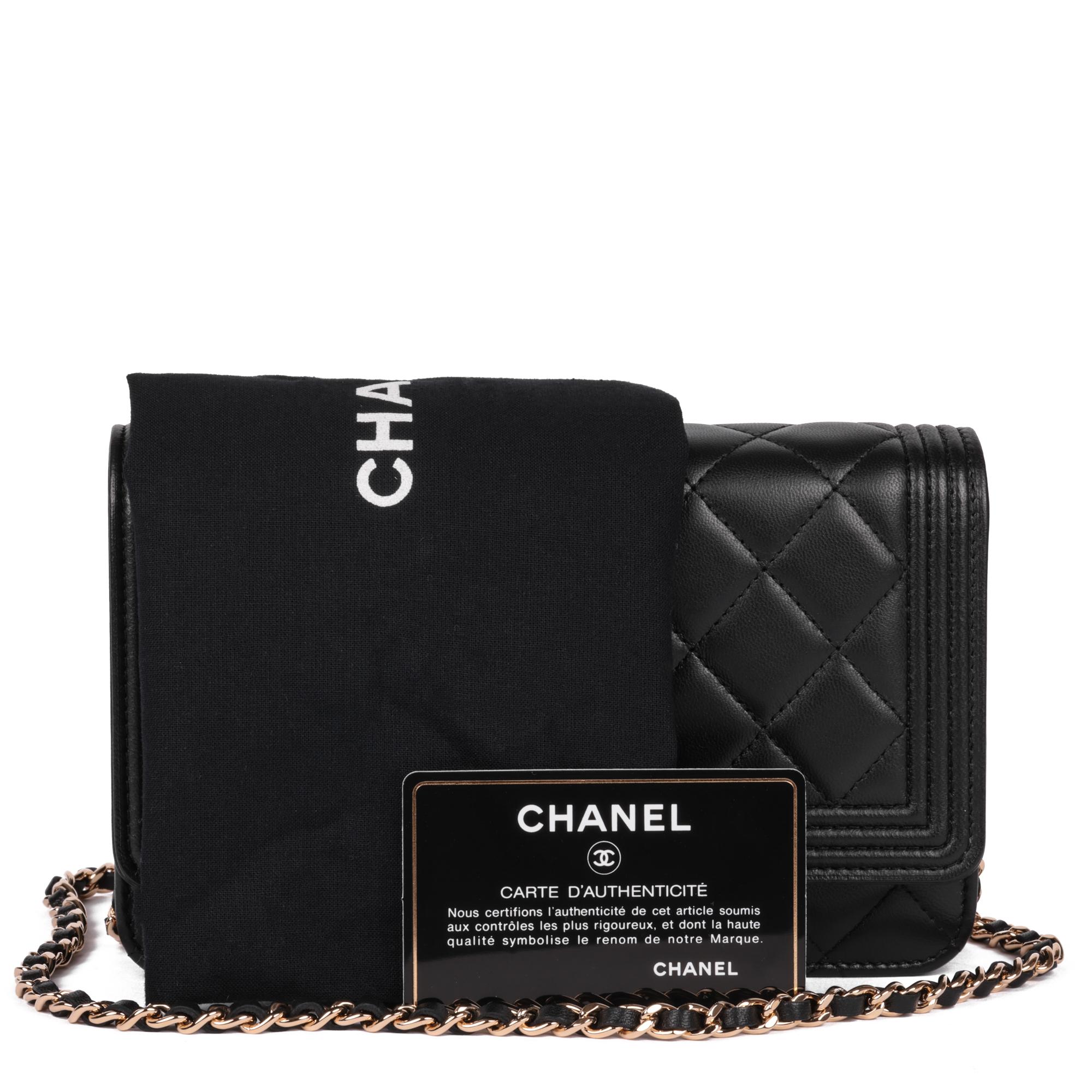 CHANEL Black Quilted Lambskin Le Boy Wallet-on-Chain WOC 6