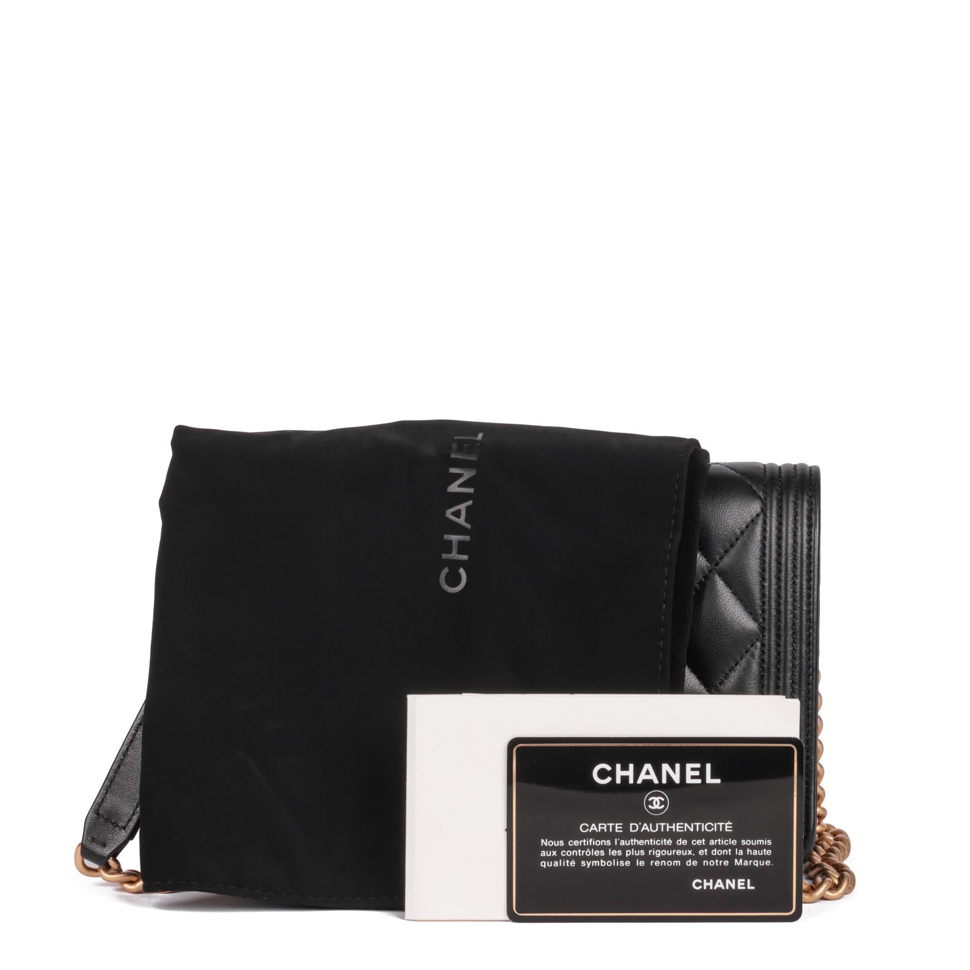 CHANEL Black Quilted Lambskin Le Boy WalletonChain WOC at 1stDibs