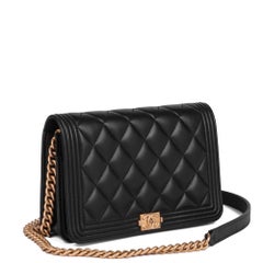 CHANEL Black Quilted Lambskin Le Boy Wallet-on-Chain WOC