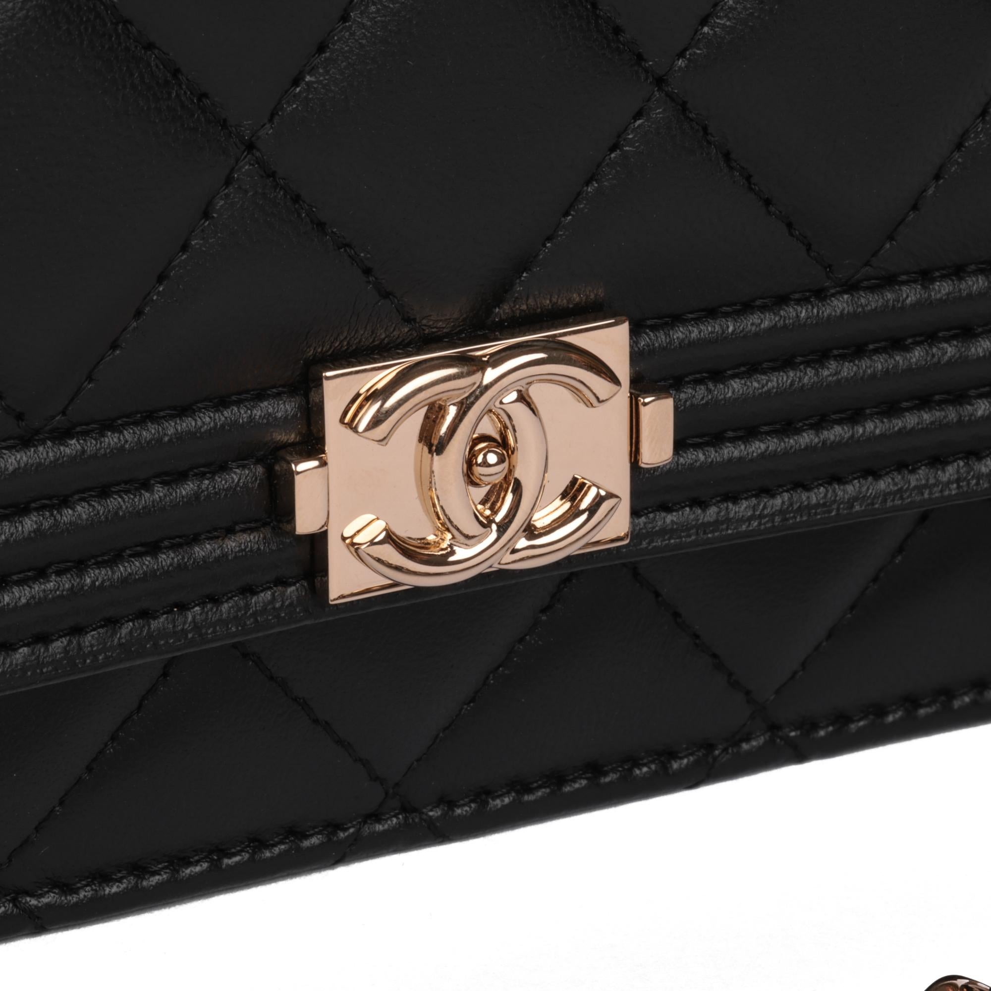 CHANEL Black Quilted Lambskin Le Boy Wallet-on-Chain WOC 1