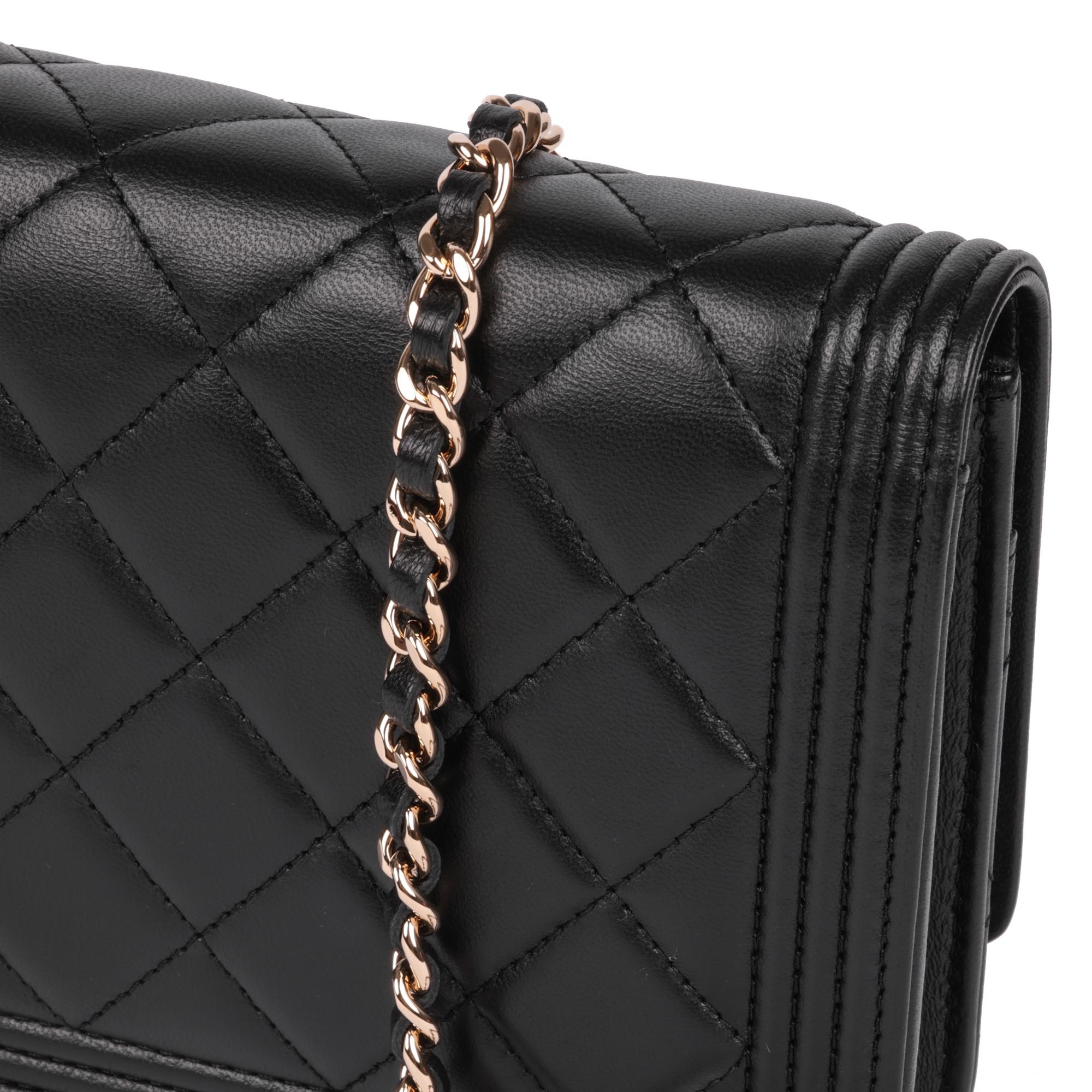 CHANEL Black Quilted Lambskin Le Boy Wallet-on-Chain WOC 2