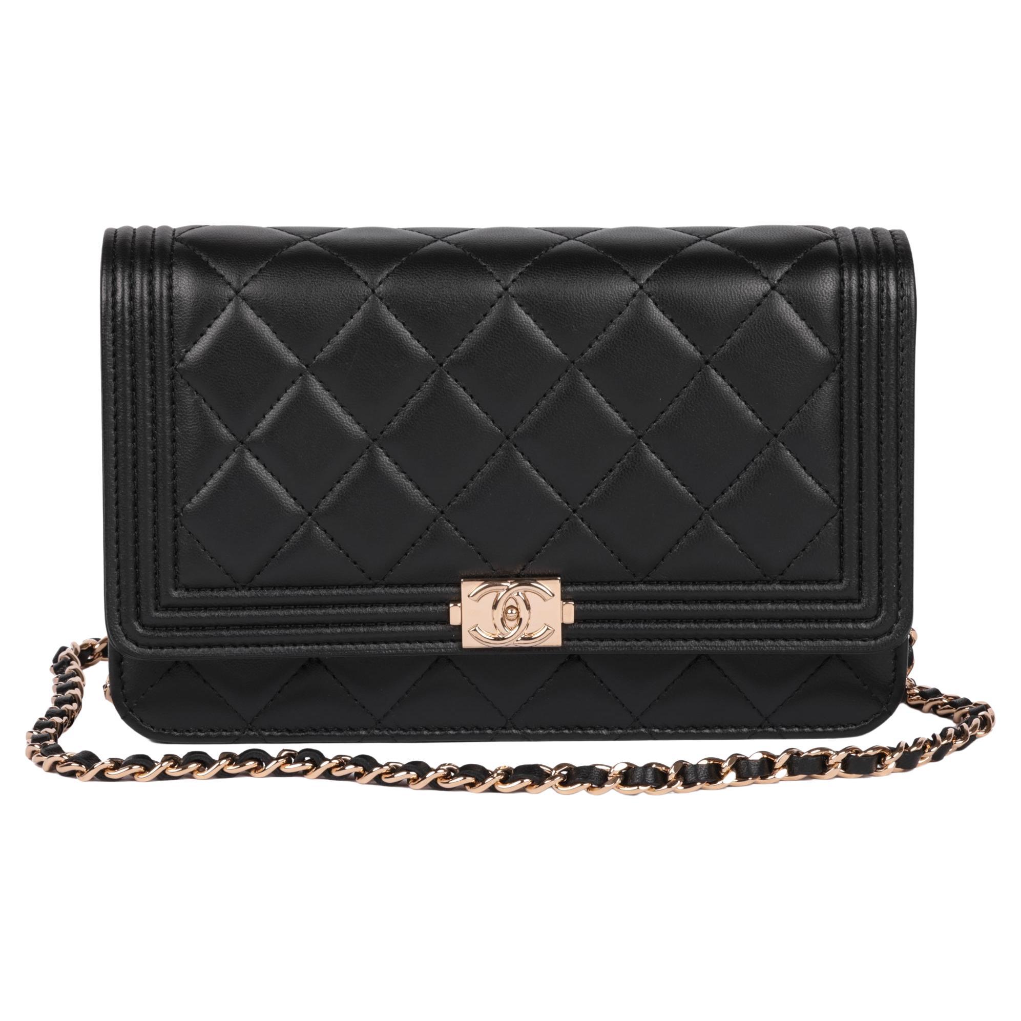 CHANEL Black Quilted Lambskin Le Boy Wallet-on-Chain WOC