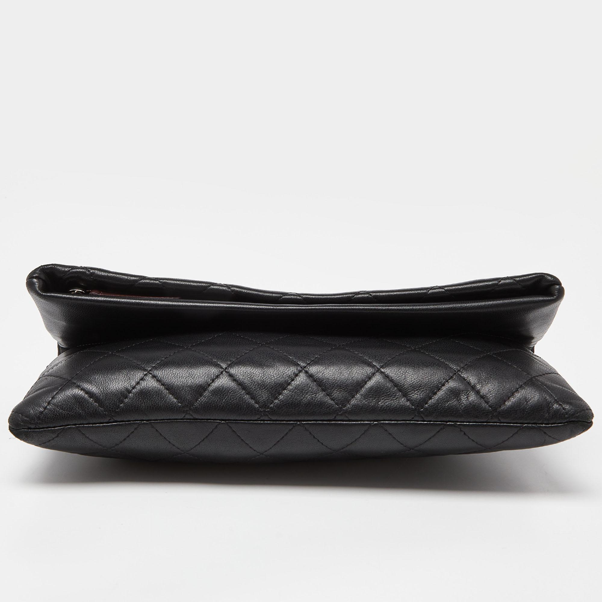 Chanel Black Quilted Lambskin Leather Beauty CC Clutch 1