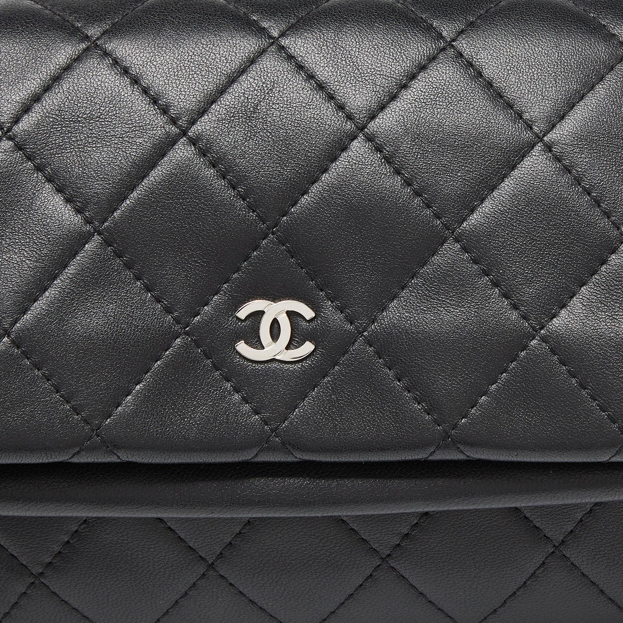 Chanel Black Quilted Lambskin Leather Beauty CC Clutch 2