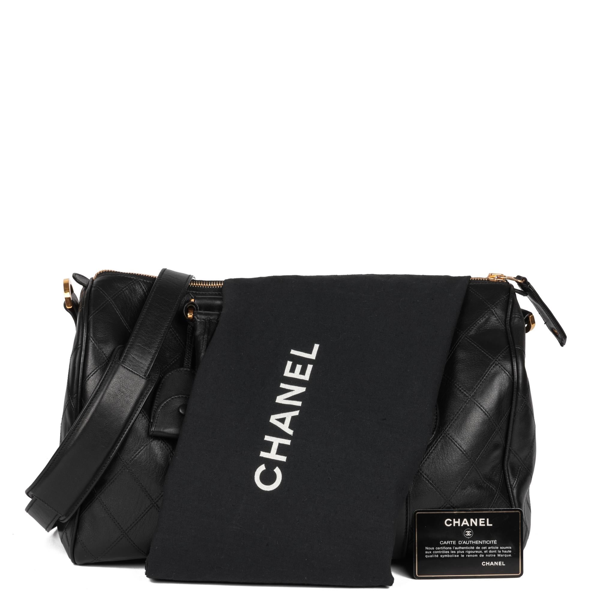 CHANEL Black Quilted Lambskin Leather Boston 35cm 8