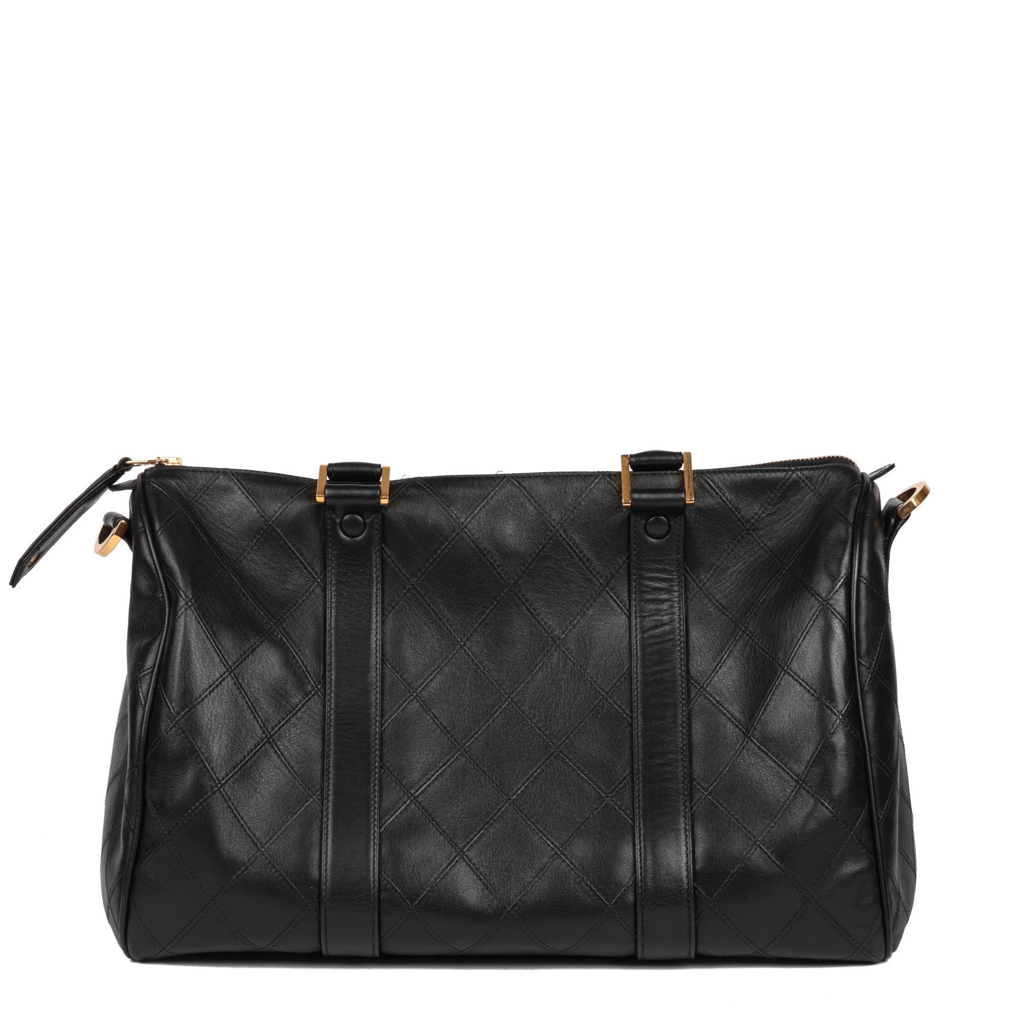 CHANEL Black Quilted Lambskin Leather Boston 35cm 1