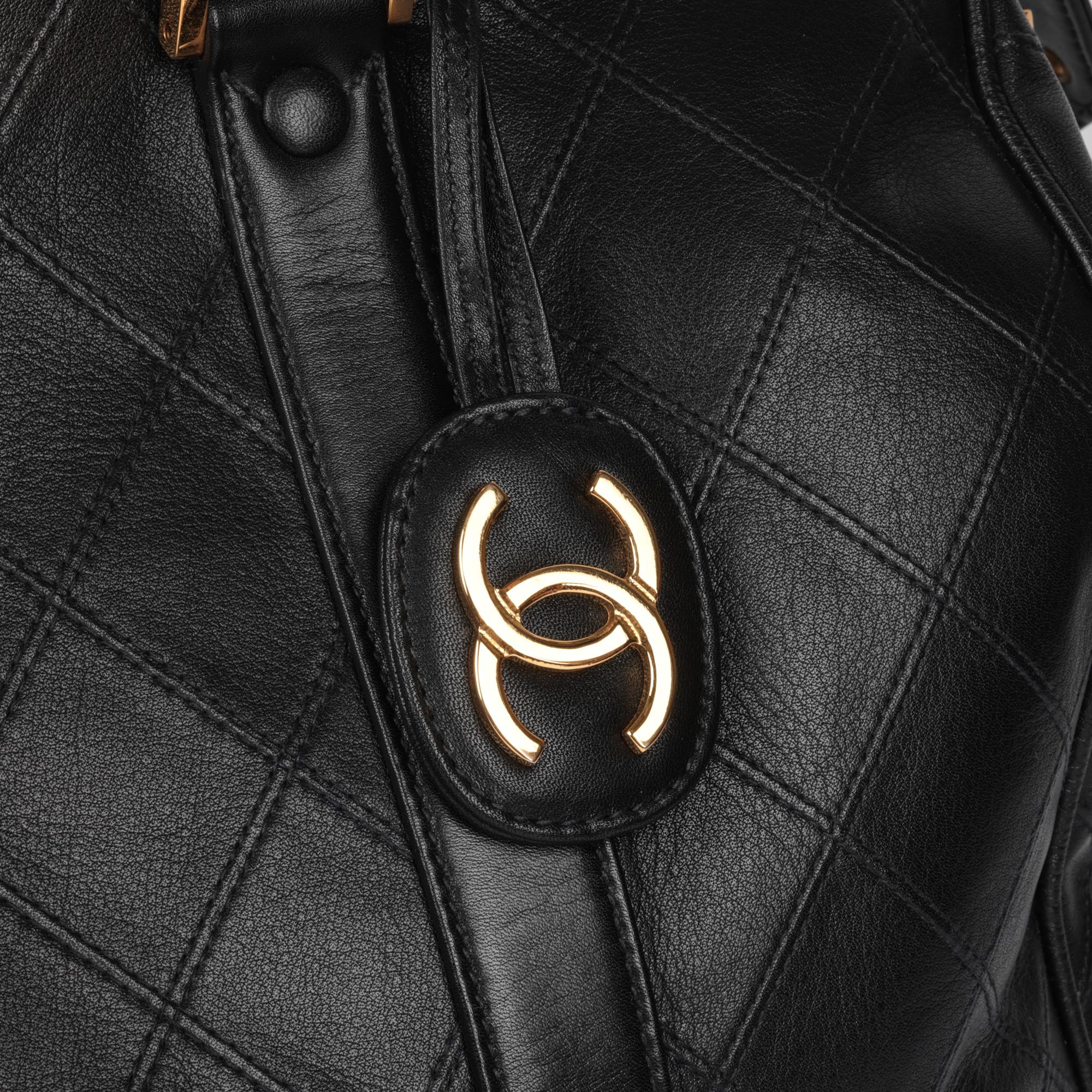 CHANEL Black Quilted Lambskin Leather Boston 35cm 3