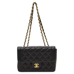 Chanel Black Quilted Lambskin Leather CC Small Single Flap Shoulder Bag