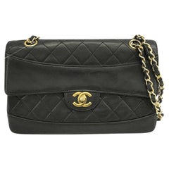 Chanel Black Quilted Lambskin Leather CC Small Single Flap Shoulder Bag