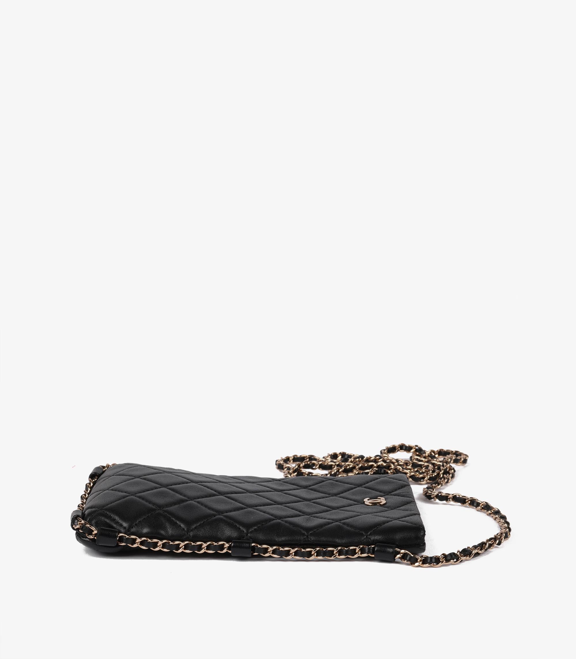 Chanel Black Quilted Lambskin Leather Chain Around Phone Holder 1