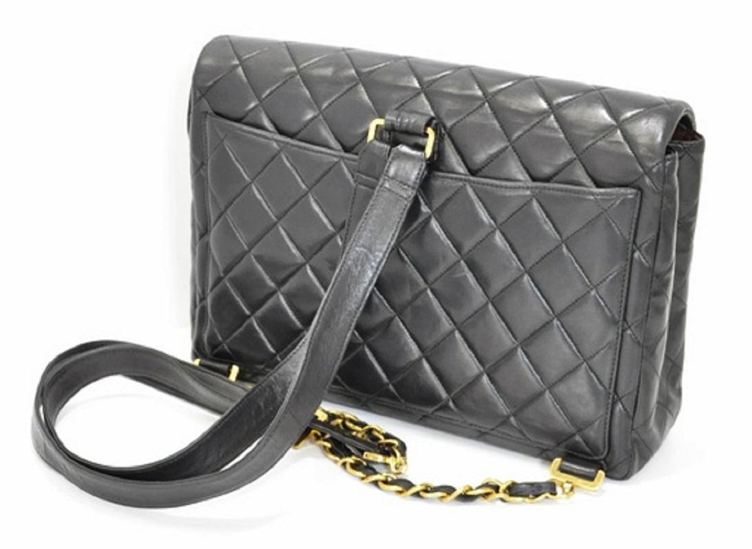 Women's Chanel Black Quilted Lambskin Leather Deca Backpack For Sale