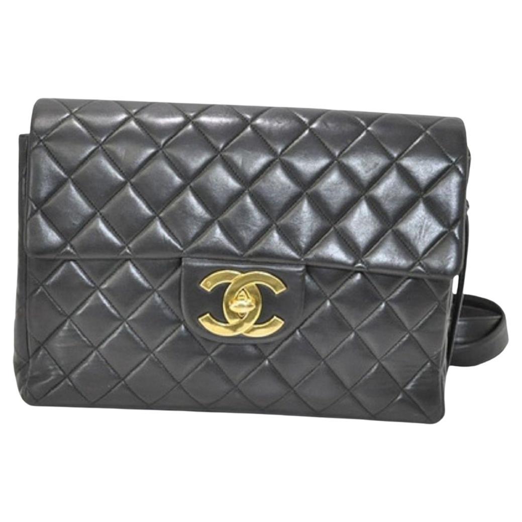 Chanel Black Quilted Lambskin Leather Deca Backpack For Sale