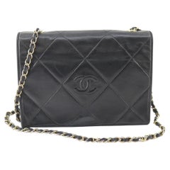 Chanel Black Quilted Lambskin Leather Full Flap Bag