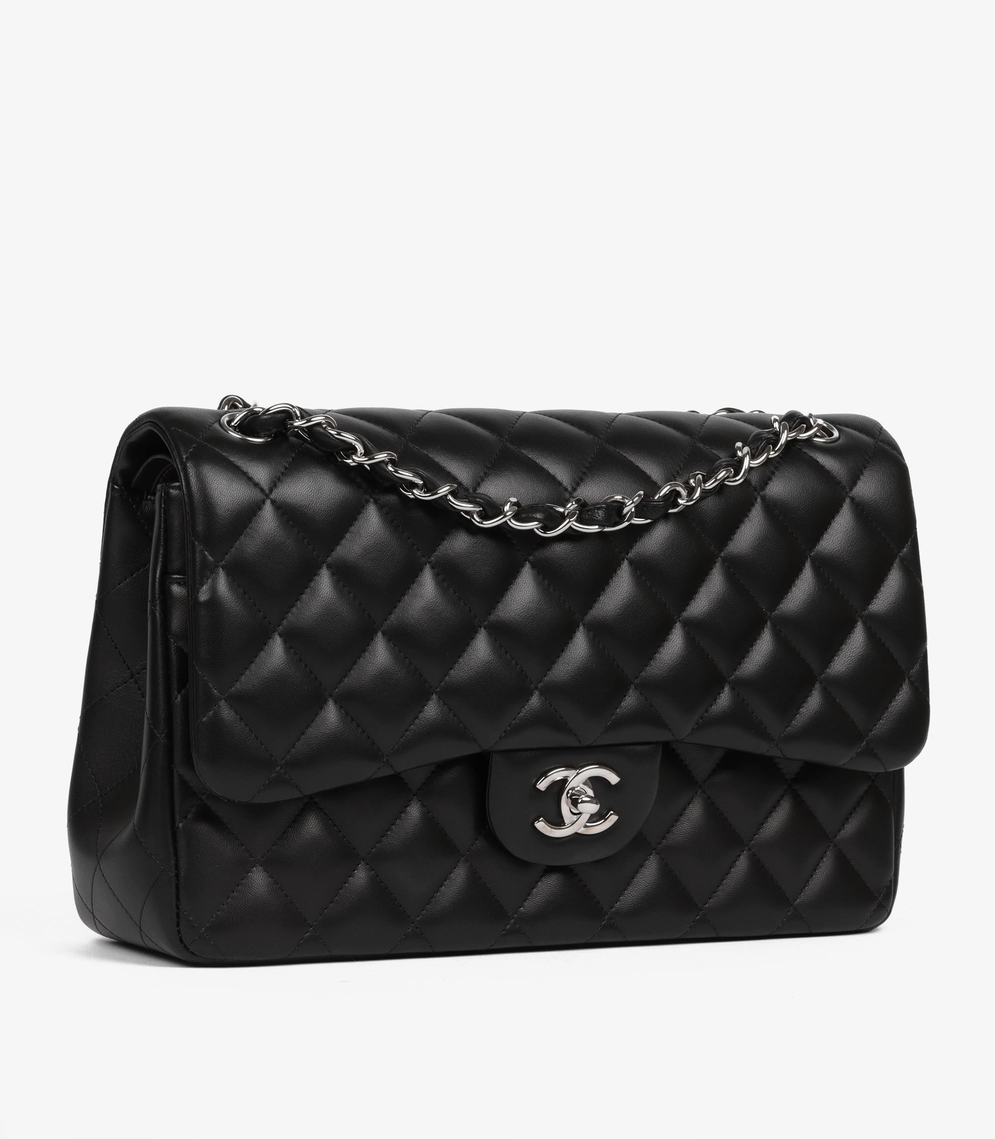 Chanel  Schwarze gesteppte Lammfell-Ledertasche Jumbo Classic Double Flap im Zustand „Hervorragend“ im Angebot in Bishop's Stortford, Hertfordshire