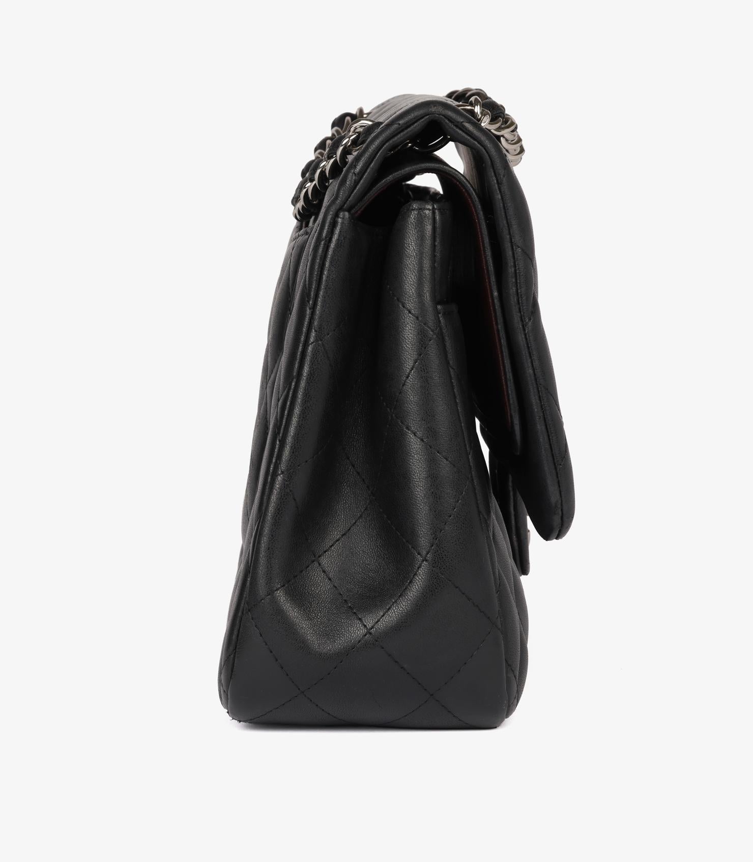 Femenino o masculino Chanel Bolso Jumbo Clásico Negro Acolchado Piel Cordero Doble Solapa en venta