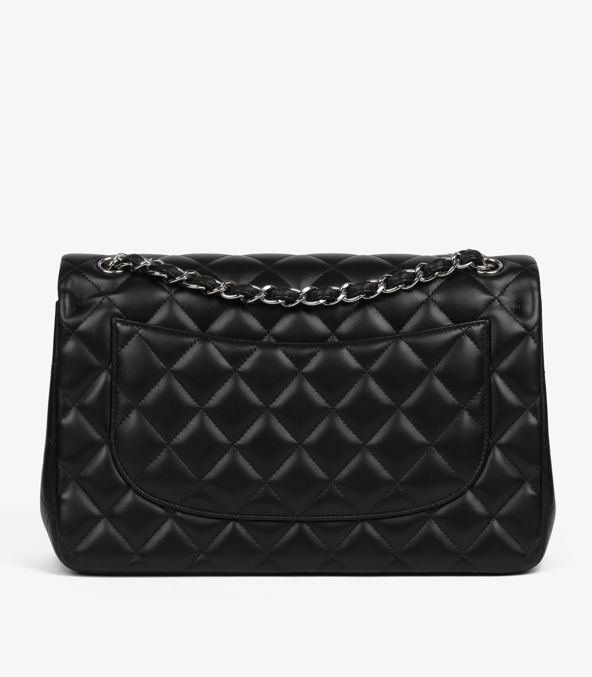 Chanel  Schwarze gesteppte Lammfell-Ledertasche Jumbo Classic Double Flap im Angebot 1