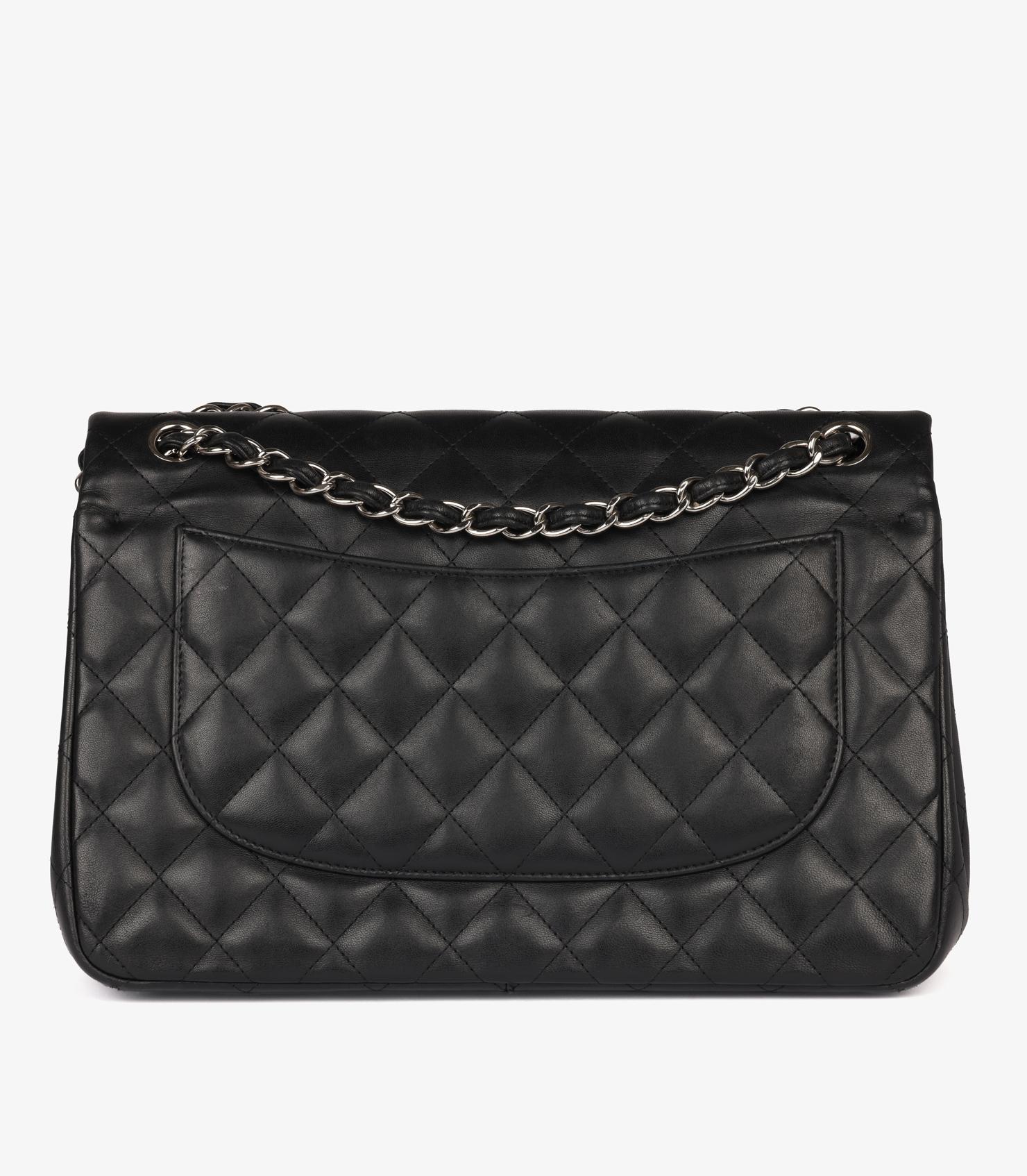Chanel Bolso Jumbo Clásico Negro Acolchado Piel Cordero Doble Solapa en venta 1