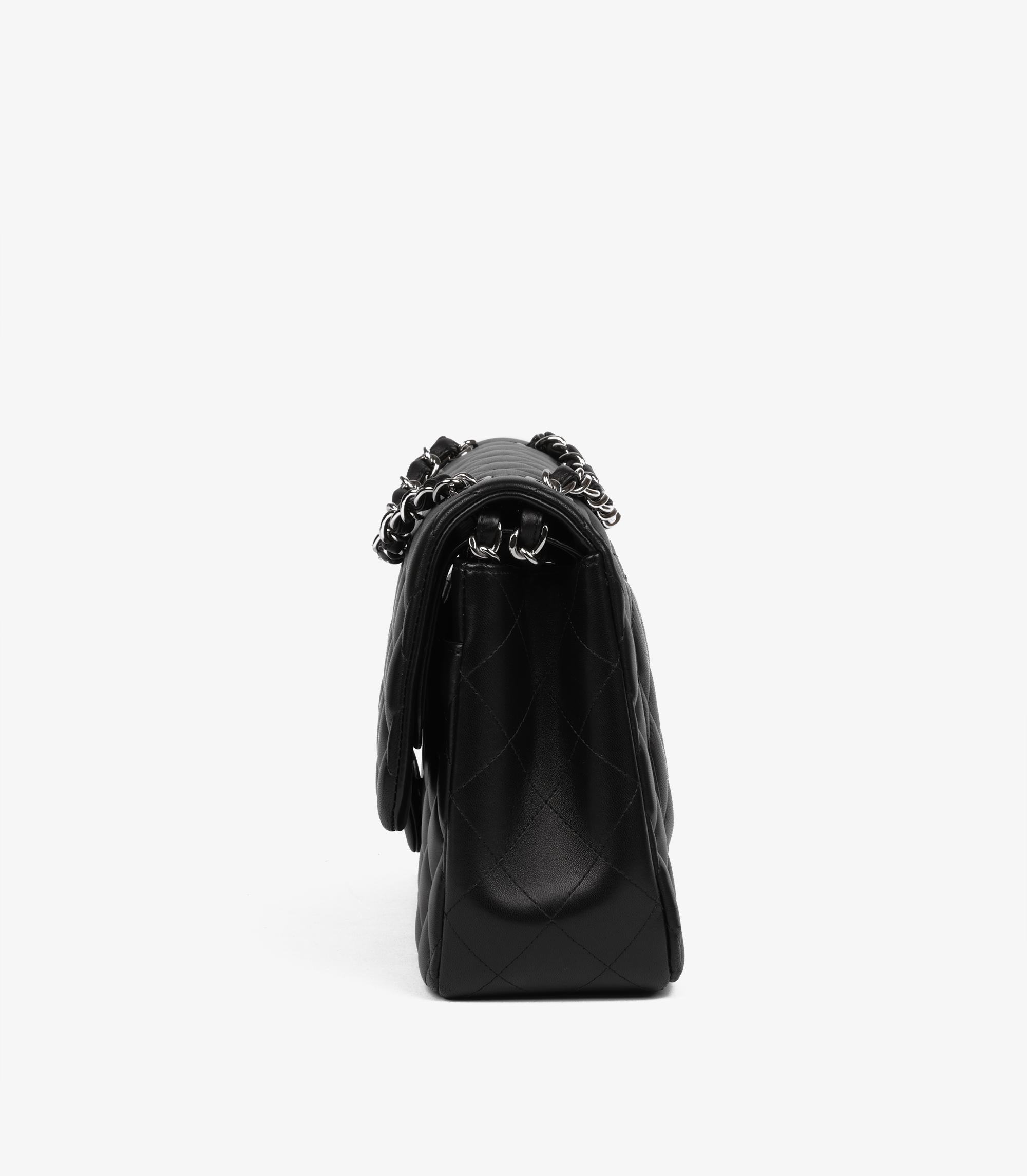 Chanel  Schwarze gesteppte Lammfell-Ledertasche Jumbo Classic Double Flap im Angebot 2