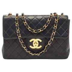 Chanel Black Caviar Leather Jumbo Single Flap Bag with Gold, Lot #56318