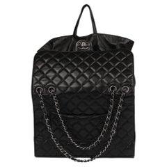 Chanel Schwarzes gestepptes Lammleder Jumbo Drawstring Classic Single Flap Bag