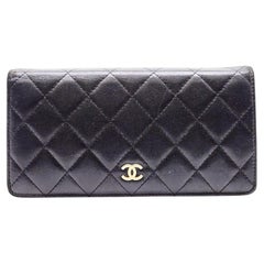 Chanel Black Quilted Lambskin Leather L Yen Continental Wallet - Preowned