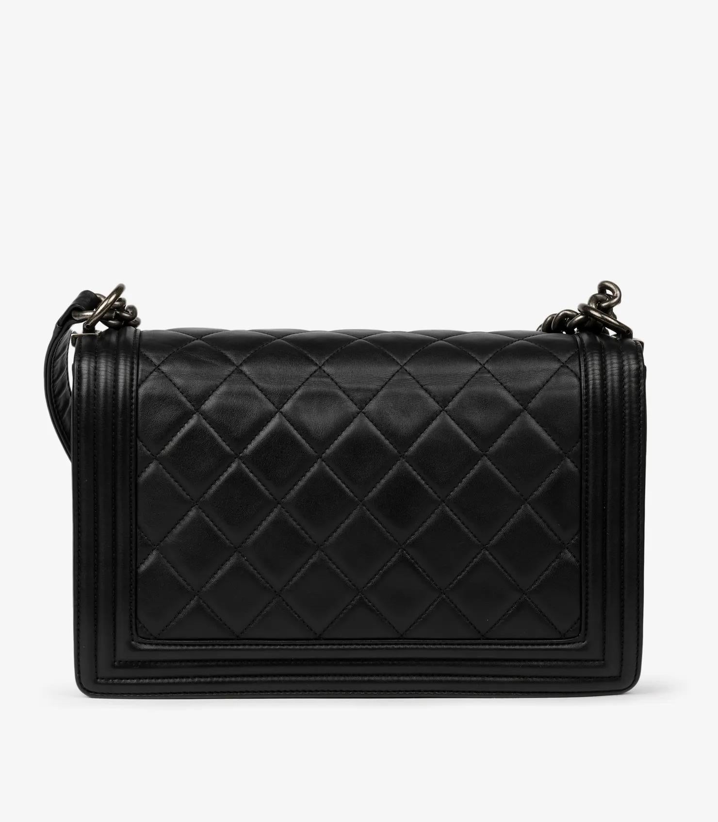 Chanel Black Quilted Lambskin Leather Large Le Boy Bag 2