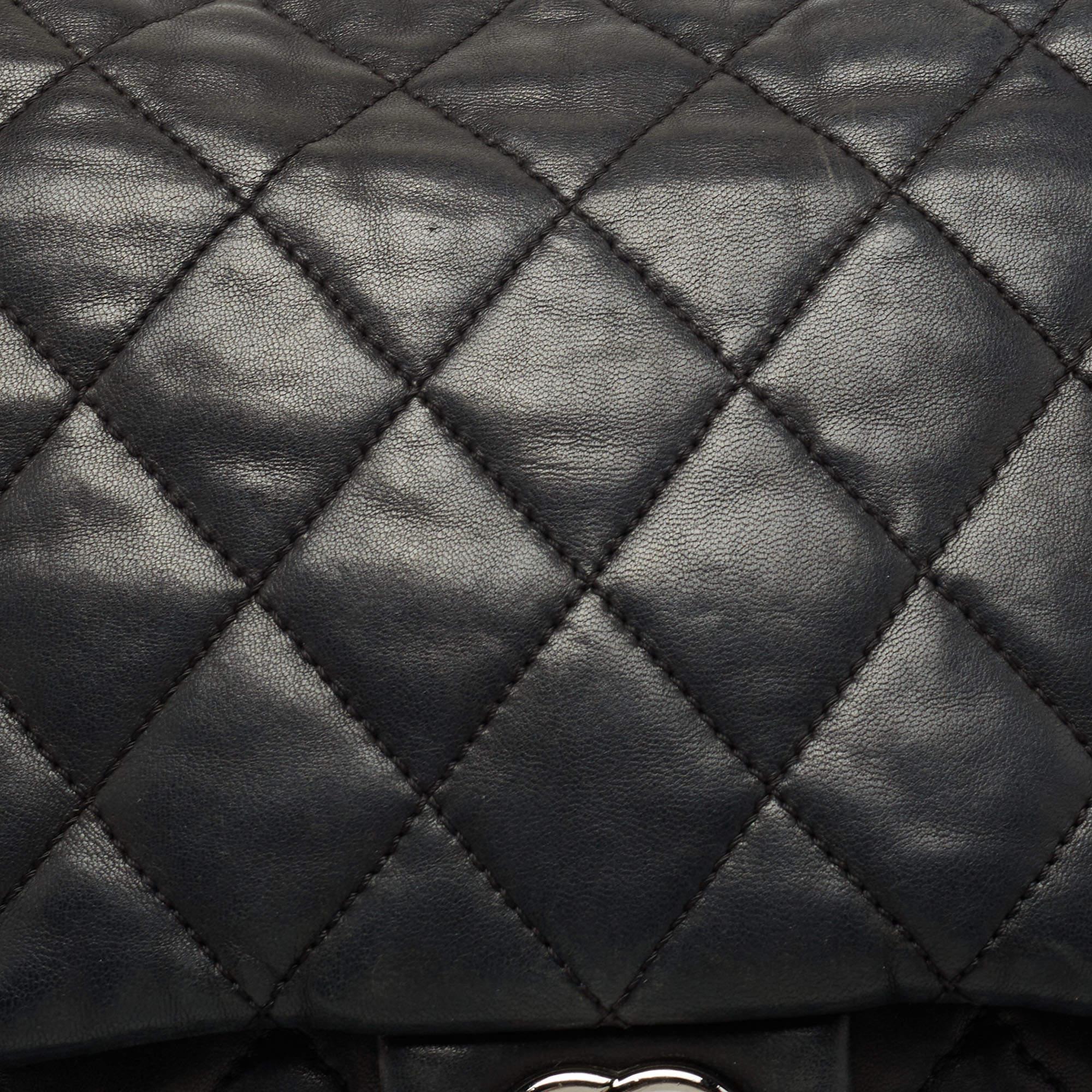Chanel Black Quilted Lambskin Leather Maxi 3 Accordion Flap Bag 13
