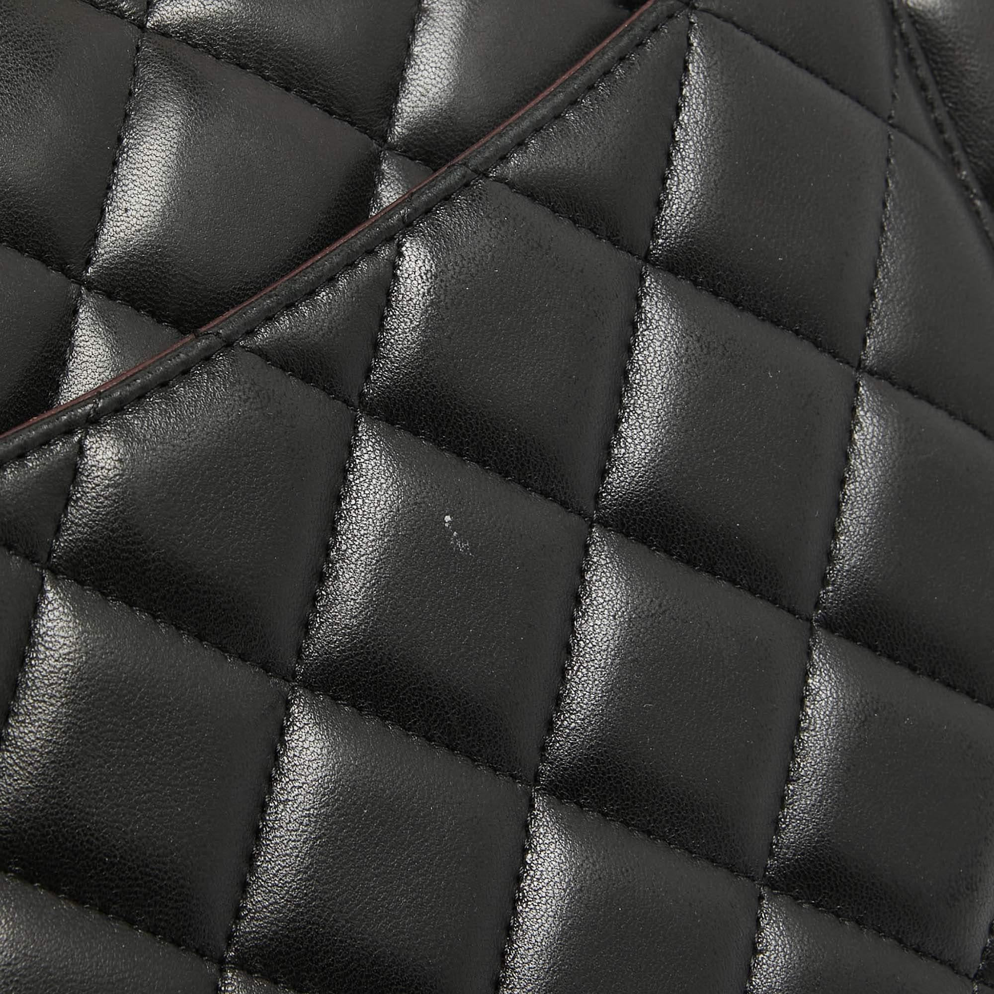 Chanel Black Quilted Lambskin Leather Maxi Classic Double Flap Bag 6