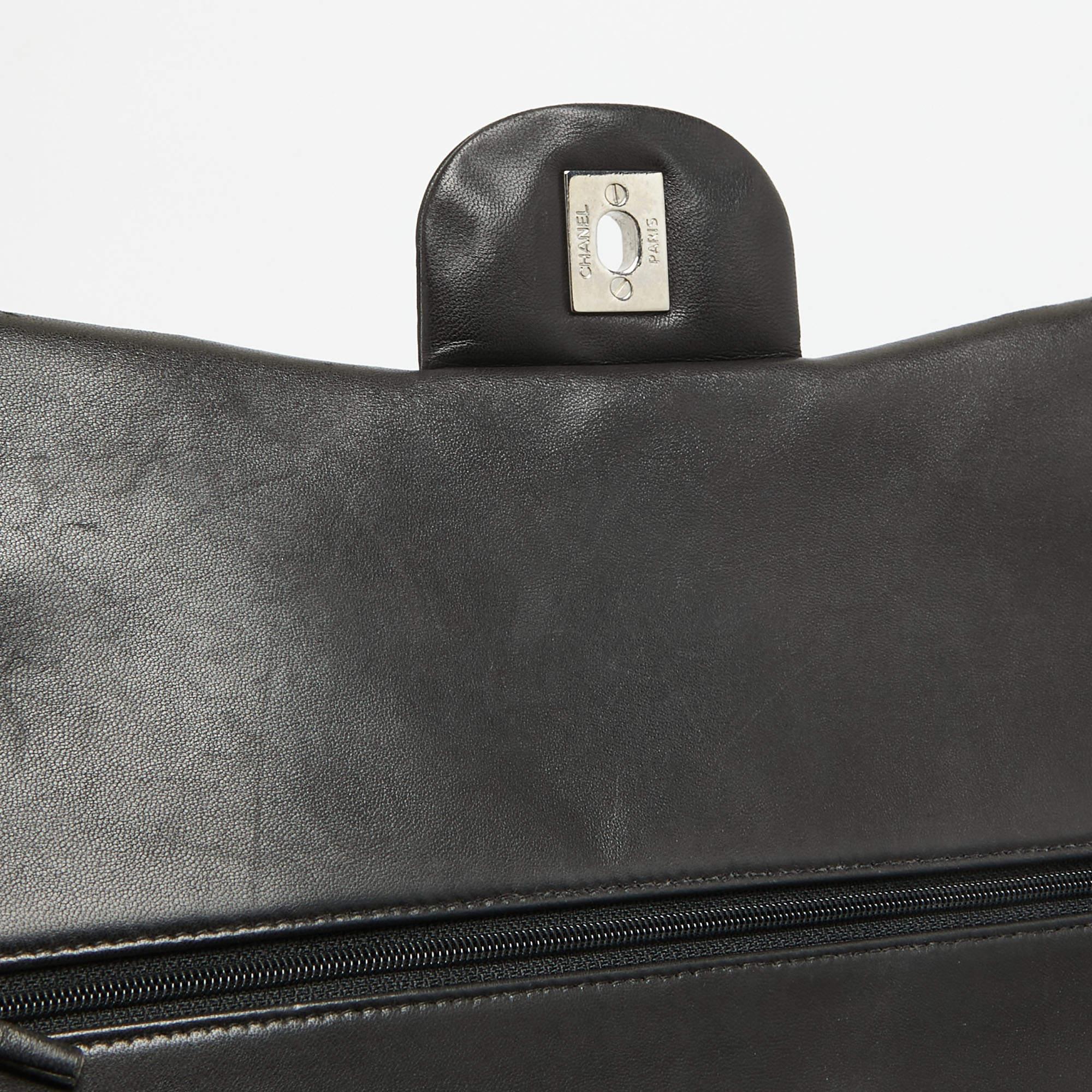 Chanel Black Quilted Lambskin Leather Maxi Classic Double Flap Bag 11