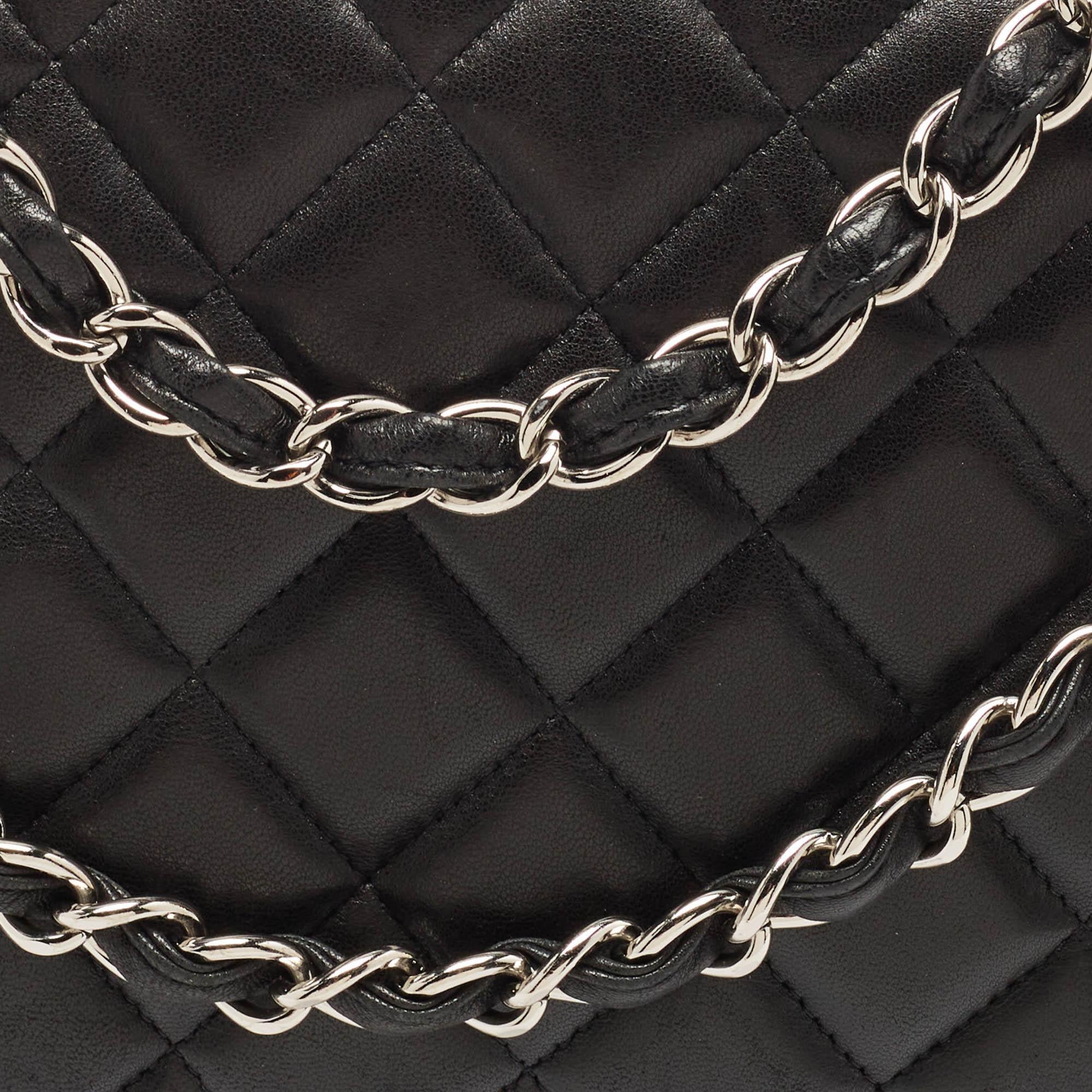 Chanel Black Quilted Lambskin Leather Maxi Classic Double Flap Bag 2