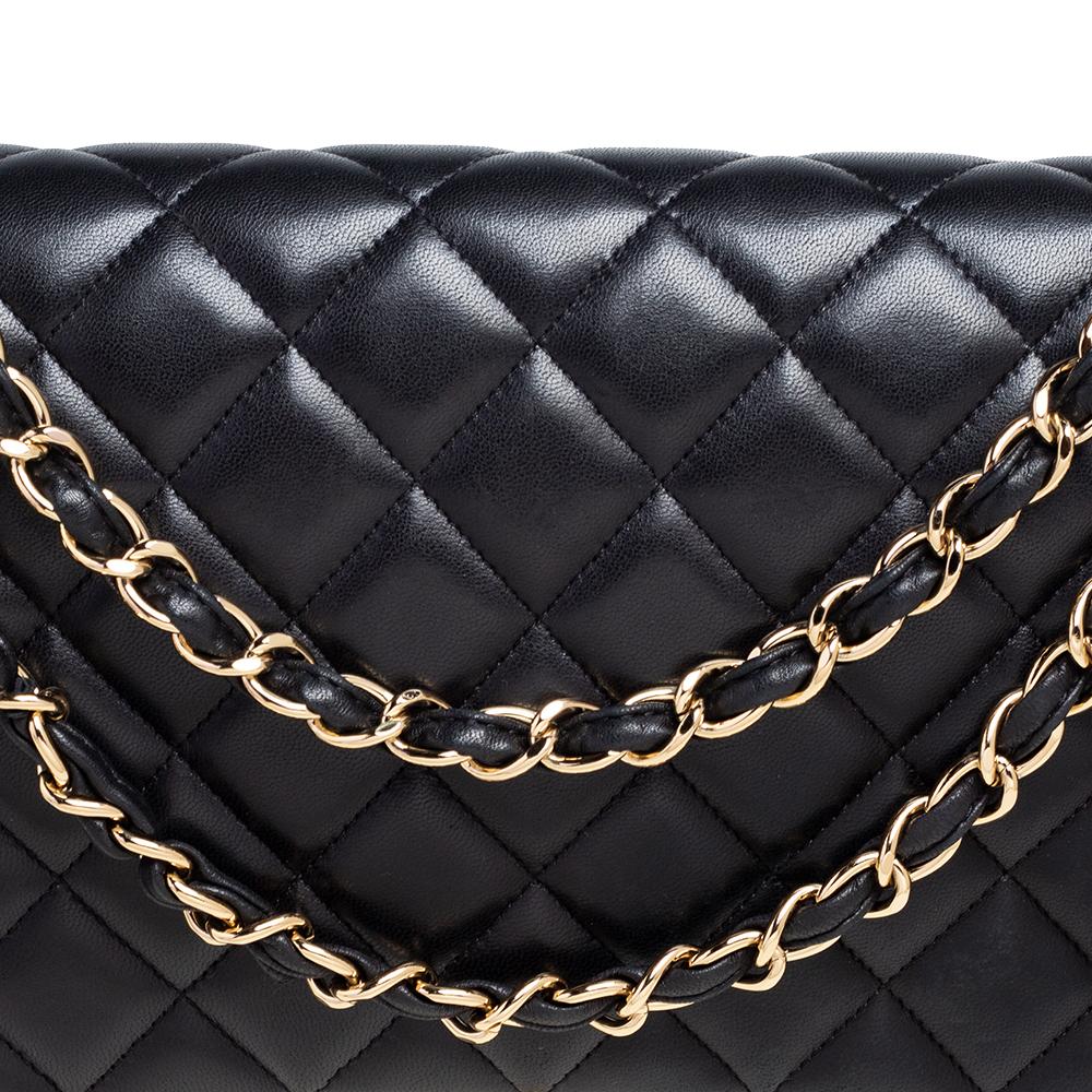 Chanel Black Quilted Lambskin Leather Maxi Classic Double Flap Bag 3