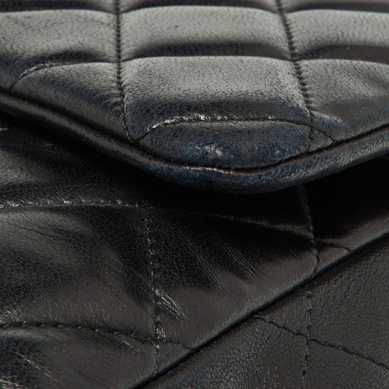 Chanel Black Quilted Lambskin Leather Maxi Classic Double Flap Bag For Sale  at 1stDibs