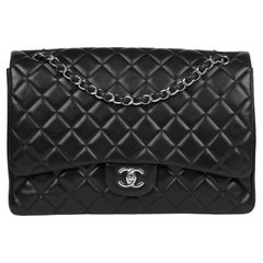 Chanel Black Quilted Lambskin Leather Maxi Classic Single Flap Bag