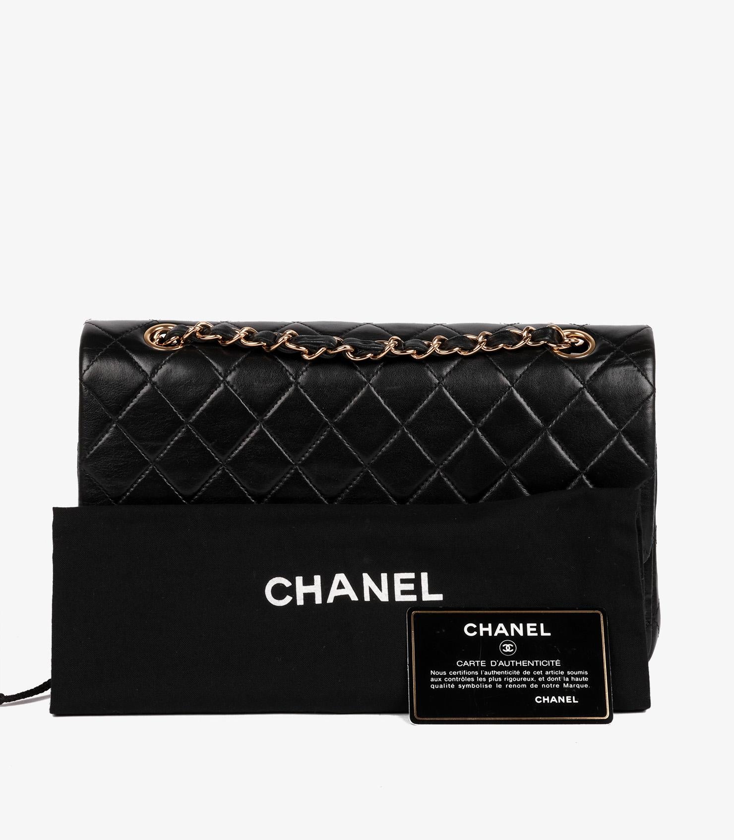 Chanel Black Quilted Lambskin Leather Medium Classic Double Flap Bag 7