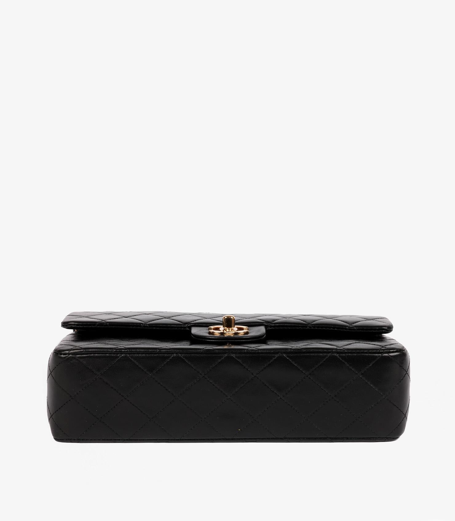 Chanel Black Quilted Lambskin Leather Medium Classic Double Flap Bag 2