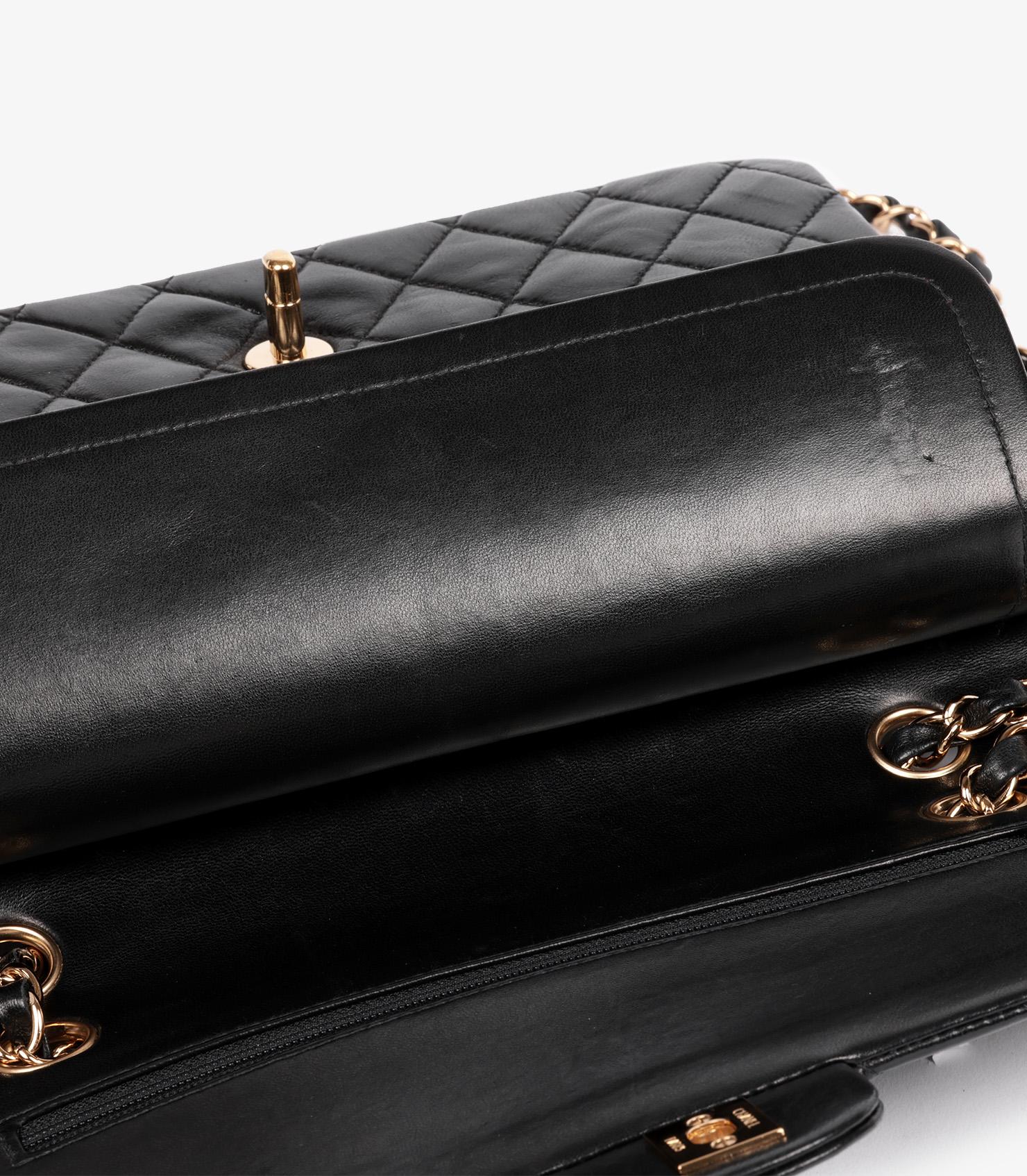 Chanel Black Quilted Lambskin Leather Medium Classic Double Flap Bag 5