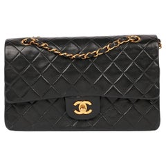 Chanel Black Quilted Lambskin Leather Medium Classic Double Flap Bag