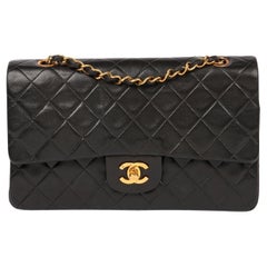 Chanel Black Quilted Lambskin Leather Medium Classic Double Flap Bag
