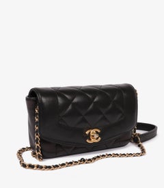 Chanel Black Quilted Lambskin Leather Mini Reissue Diana Classic Single Flap Bag