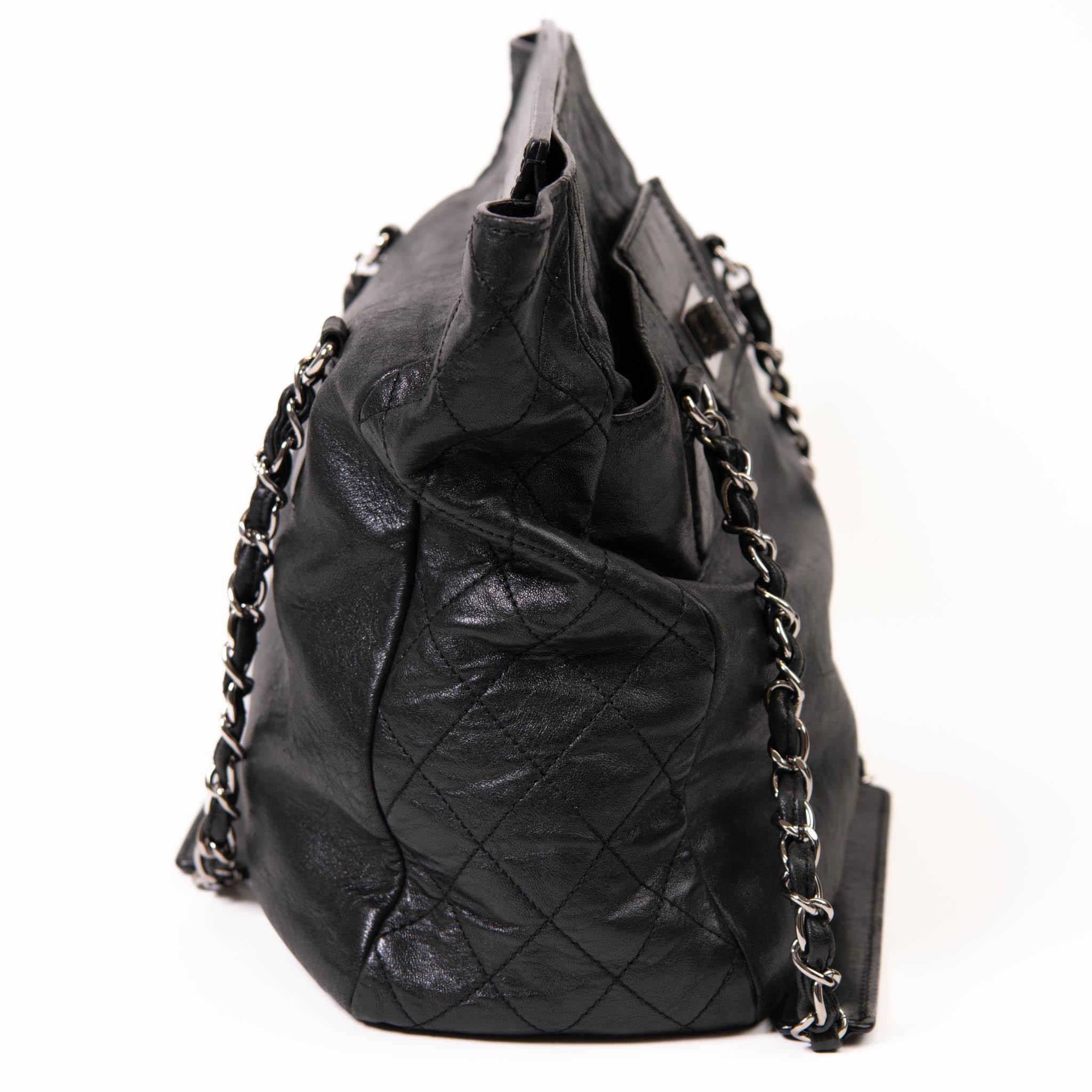Chanel Black Quilted Lambskin Leather Reissue East West Tote 2