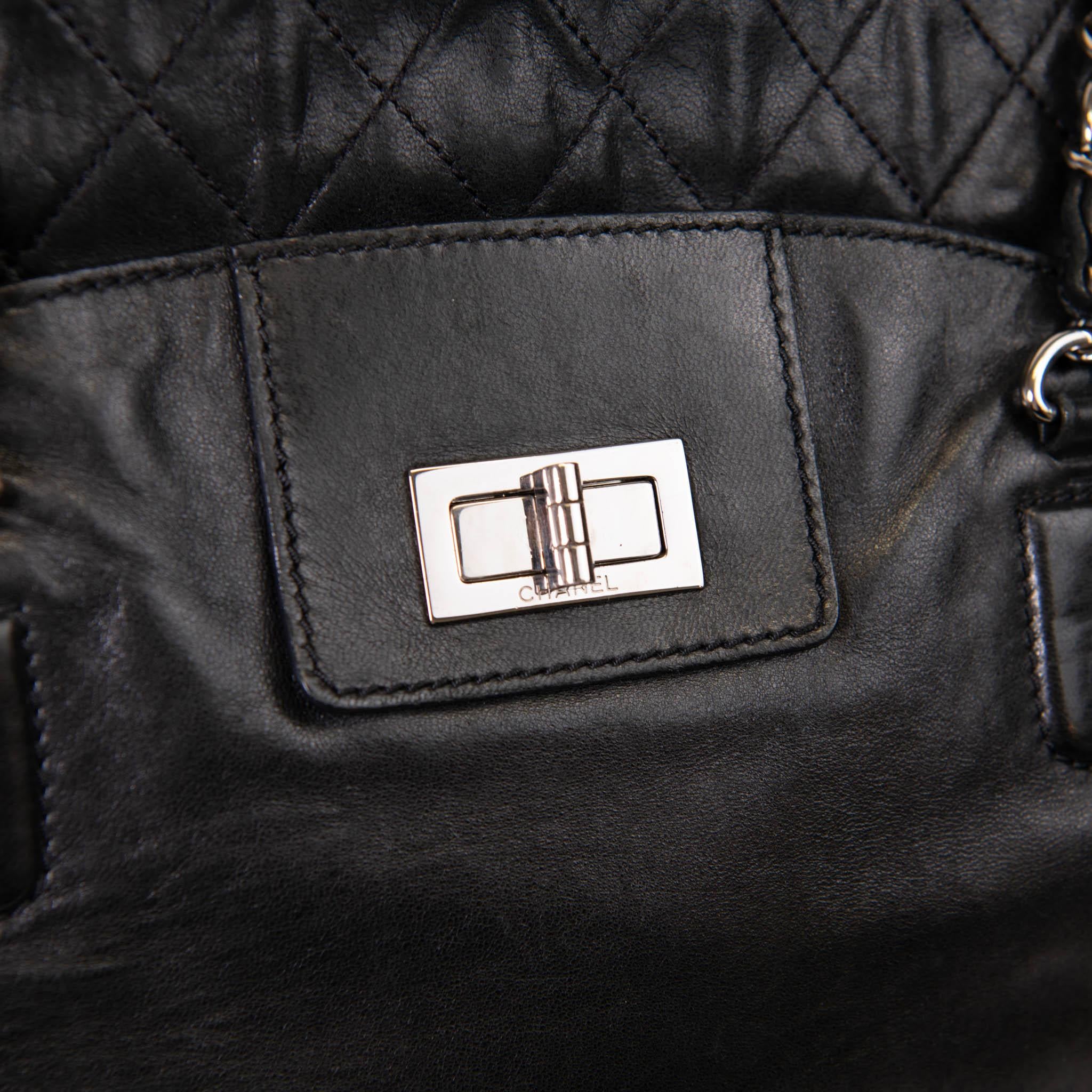 Chanel Black Quilted Lambskin Leather Reissue East West Tote 5