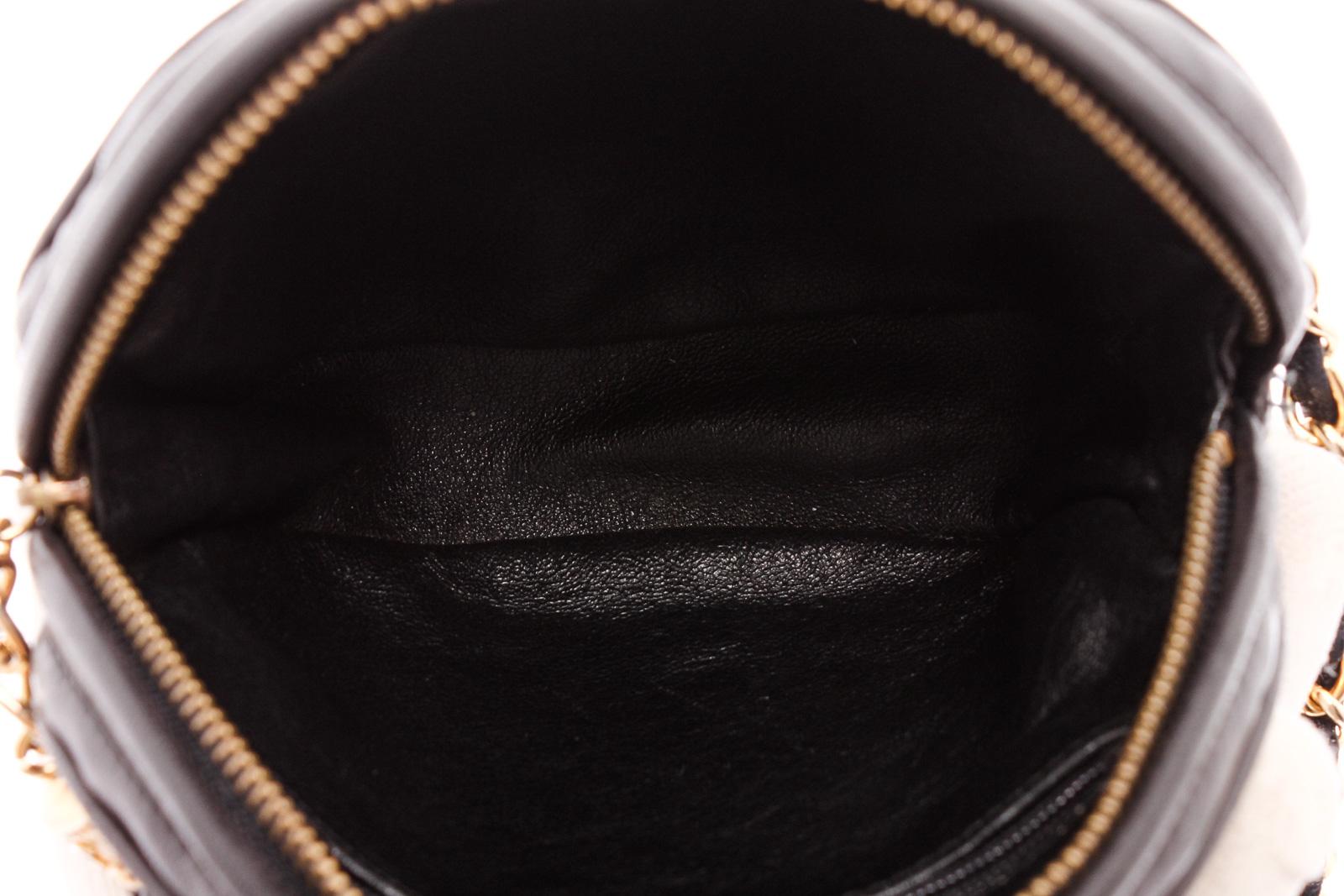 Chanel Black Quilted Lambskin Leather Round Tassel Wristlet Clutch Bag 2