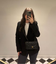 Chanel Black Quilted Lambskin Leather Small Diana Classic Single Flap Bag