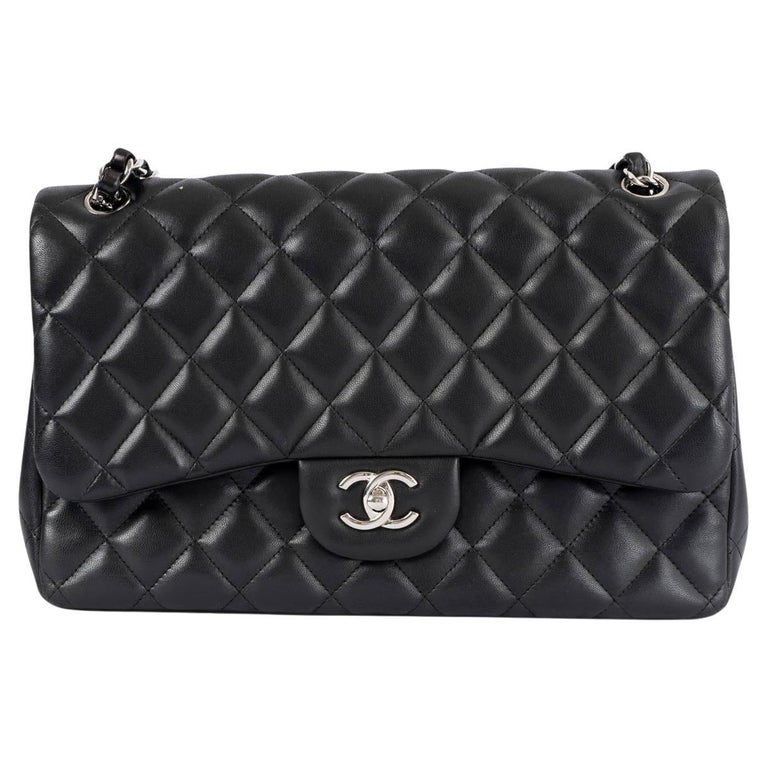 CHANEL black quilted lambskin leather TIMELESS CLASSIC LARGE Flap