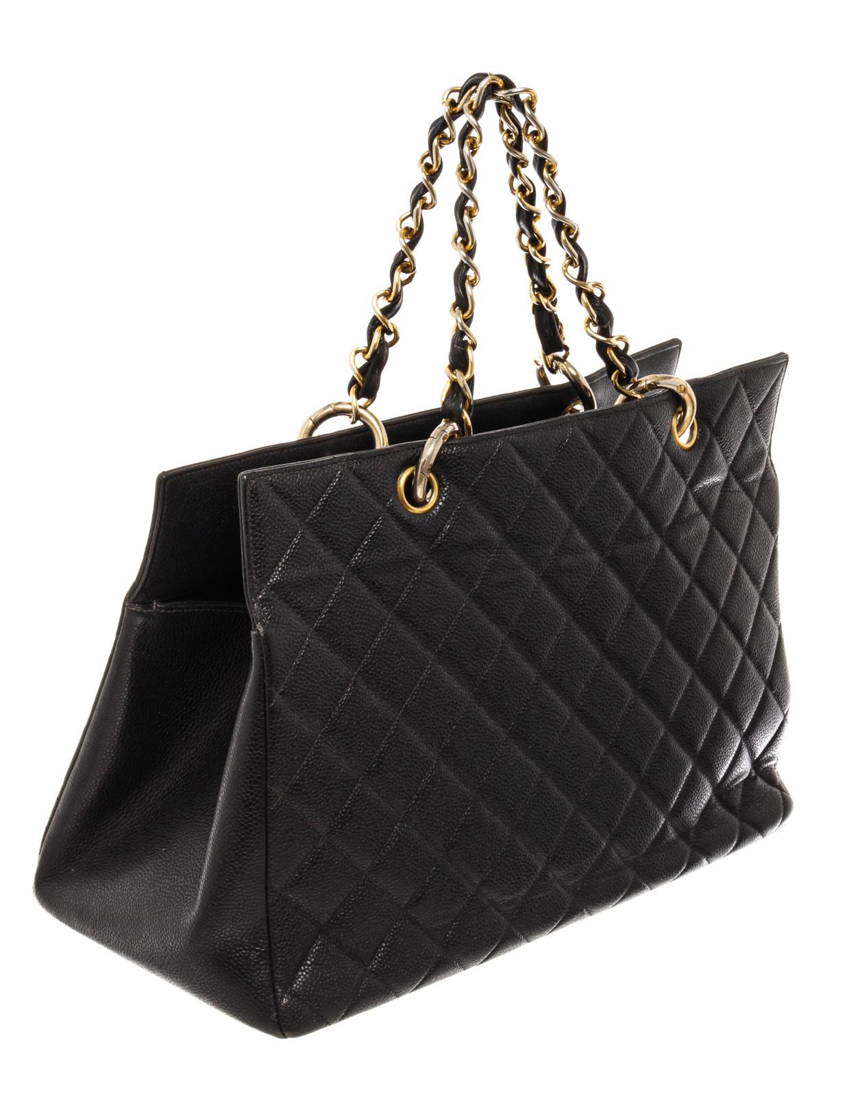 Chanel Black Quilted Lambskin Leather Timeless Grand Shopping Tote Bag In Good Condition For Sale In Irvine, CA