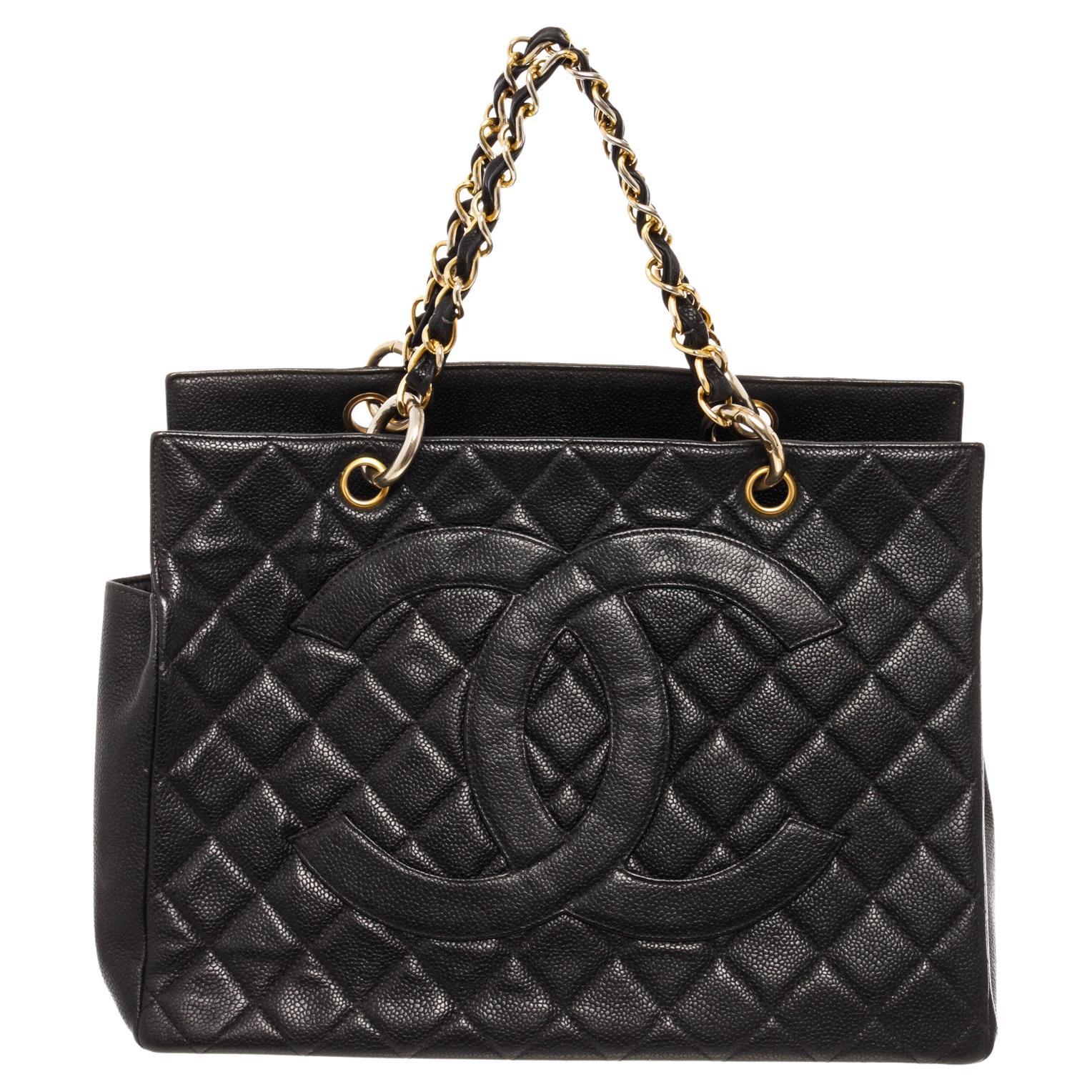 Chanel Black Quilted Lambskin Leather Timeless Grand Shopping Tote Bag For Sale