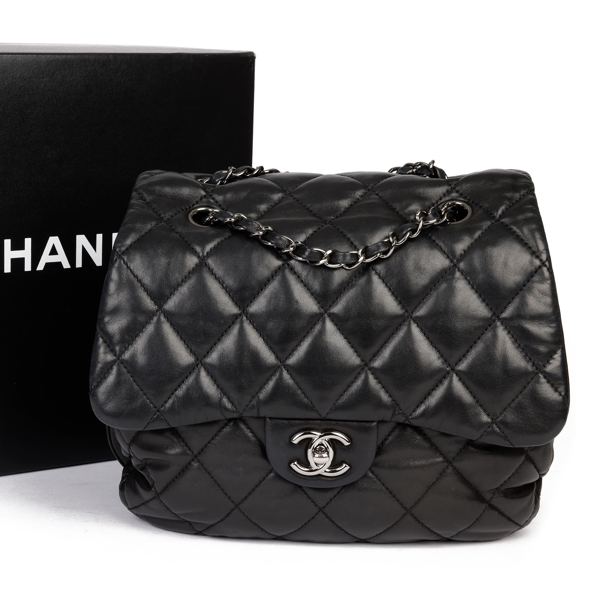 Chanel Black Quilted Lambskin Leather Triple Compartment Classic Single Flap Bag 8